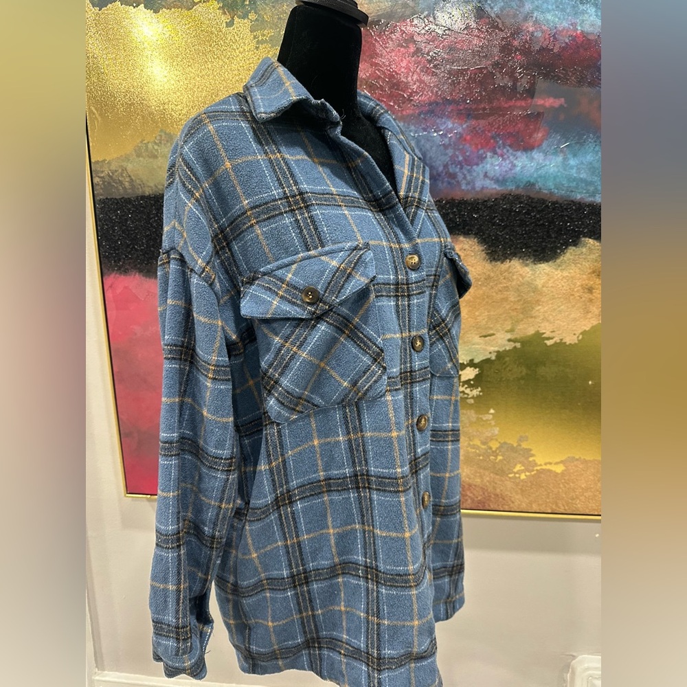 Blue Plaid Button-Up Shirt